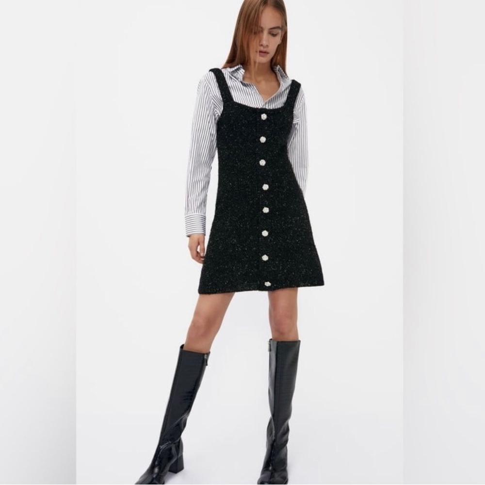 Zara RHINESTONE BUTTON DRESS NEW